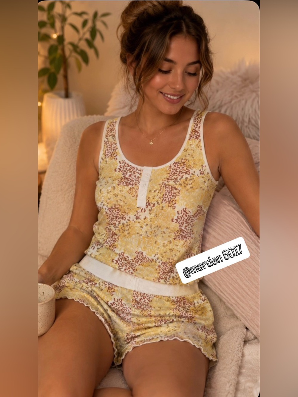 -Badgley Mischka animal hybrid pajama set Yellow